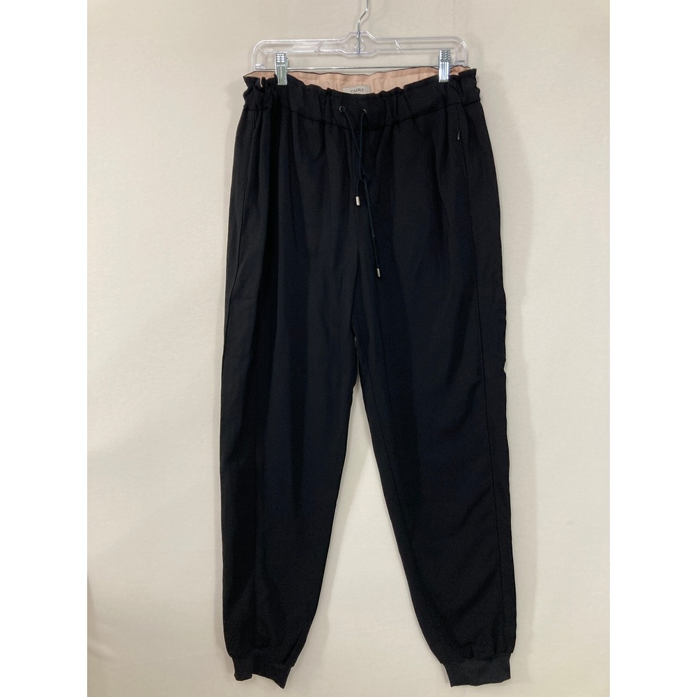 VAARA Black High Waisted Jogger Pants Medium Drawstring Activewear Athleisure